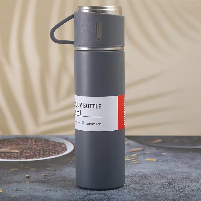 500ML Stainless Steel Vacuum Flask Gift Set Office Business Style Thermos Bottle Outdoor Hot Water Thermal Insulation Couple Cup