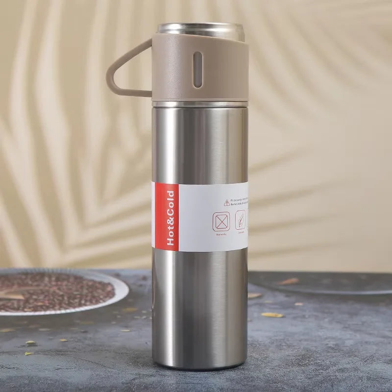 500ML Stainless Steel Vacuum Flask Gift Set Office Business Style Thermos Bottle Outdoor Hot Water Thermal Insulation Couple Cup